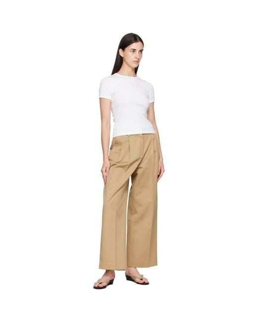 TONYWACK Natural Cotton Wide Leg Pleated Trousers