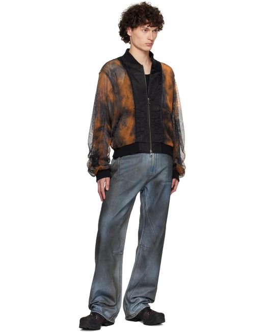 メンズ ANDERSSON BELL ブルー Dirty Spray Washed ワイドレッグジーンズ Blue