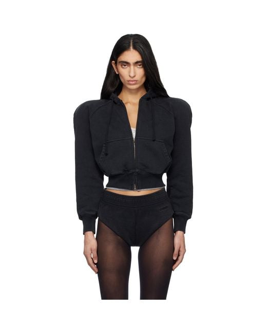 Vetements Black Round Shoulder Zip-Up Hoodie