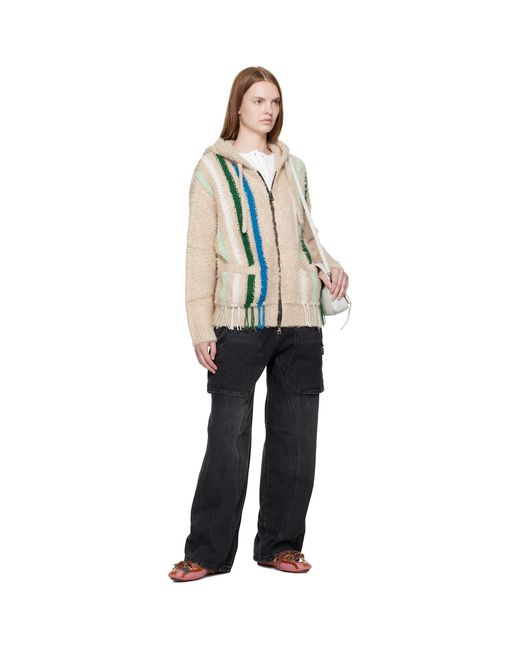 ANDERSSON BELL Black Off- Reverse Stripe Knit Hoodie