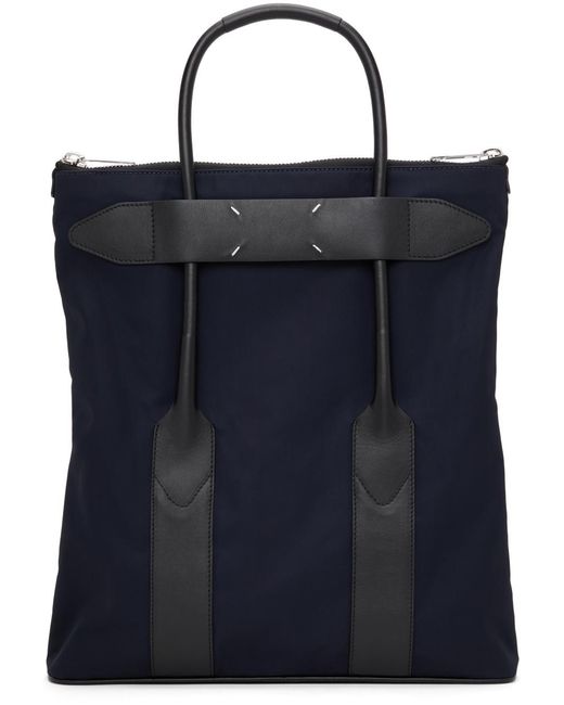 Maison Margiela レザー ネイビー ミディアム Flexy ショッパー トート カラー ブルー メンズ Lyst