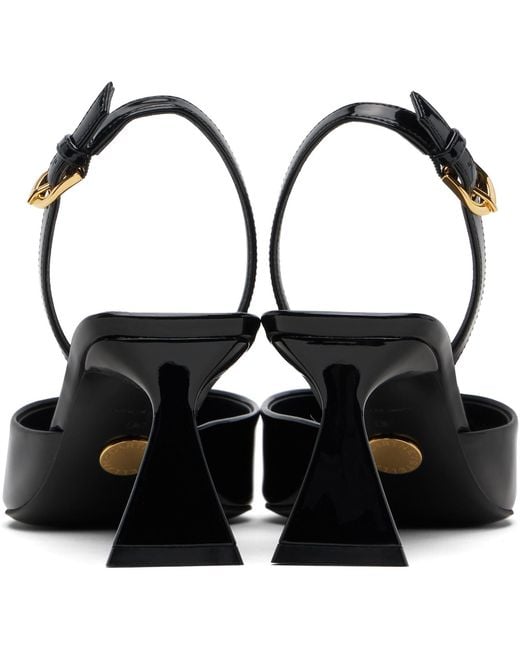 Stella McCartney Black Elsa Patent Slingback Heels