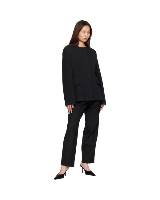 Totême Black Double-Pleated Tailored Trousers