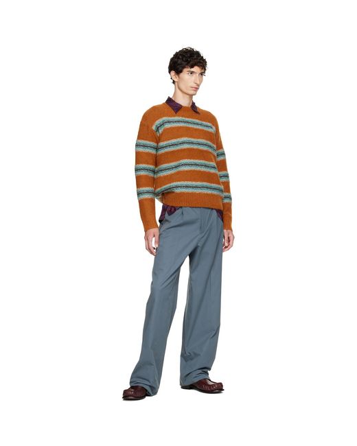 Dries Van Noten Orange Jacquard Wool Sweater for men