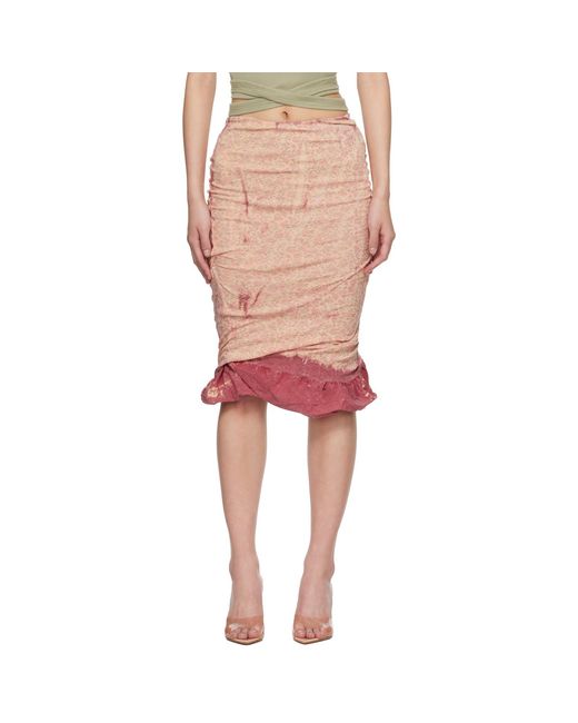 DIESEL Red Treated Double-Layer Puffy Hem Miniskirt