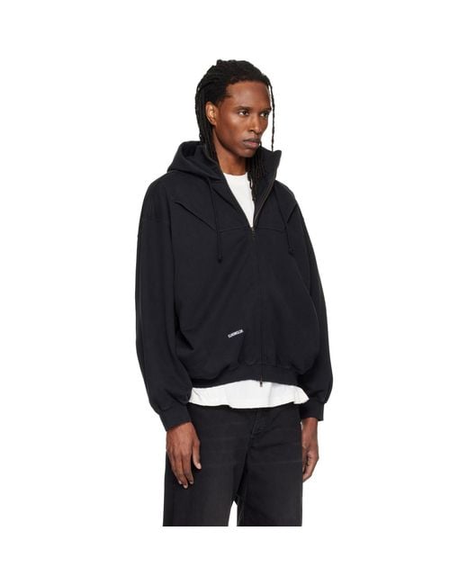 Vetements Black Upside-Down Zip Up Hoodie for men