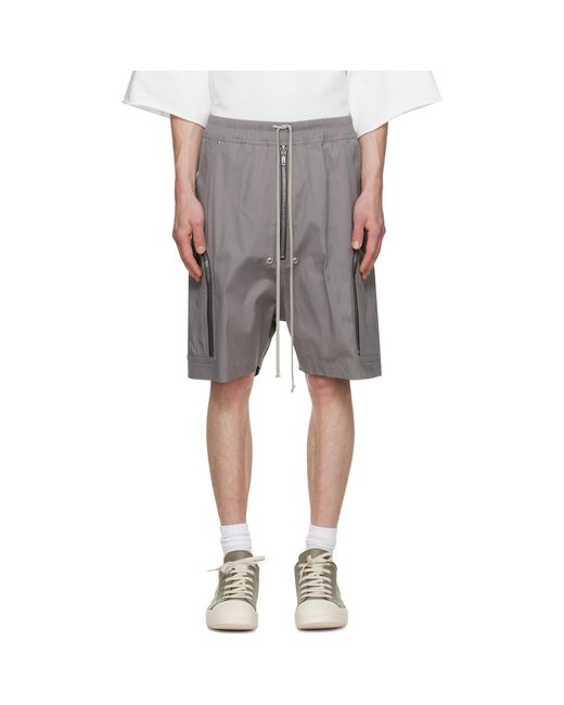 Rick Owens Gray Tower Heizer Cargo Shorts for men