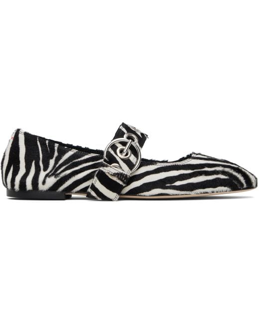 Aeyde Black Uma Eyelet Mary-Jane Ballerina Flats