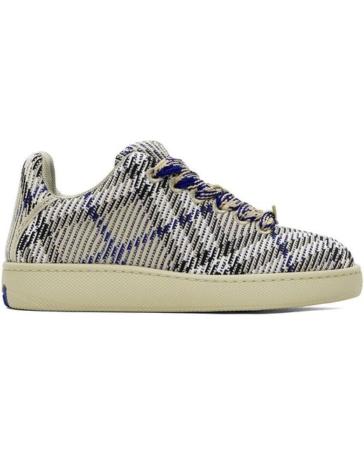 Burberry Black Taupe Check Knit Box Sneakers for men