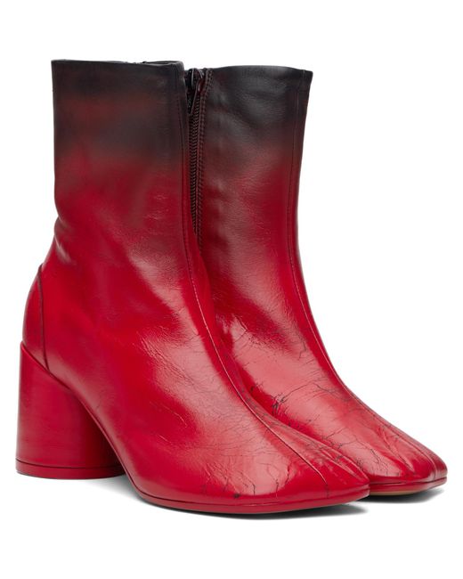 MM6 by Maison Margiela Red Anatomic Block-Heel Boots