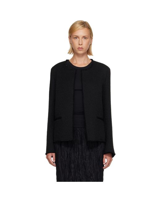 Totême Black Open-Front Bouclé Blazer