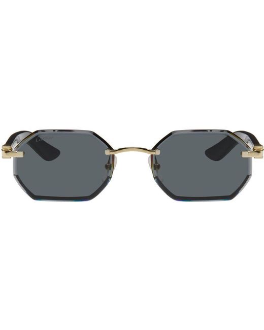 Cartier Black & Gold Signature C De Sunglasses for men