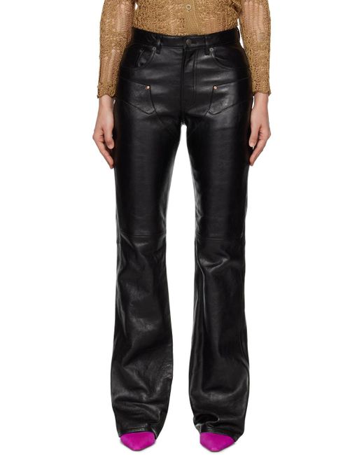 Acne Black Paneled Leather Trousers