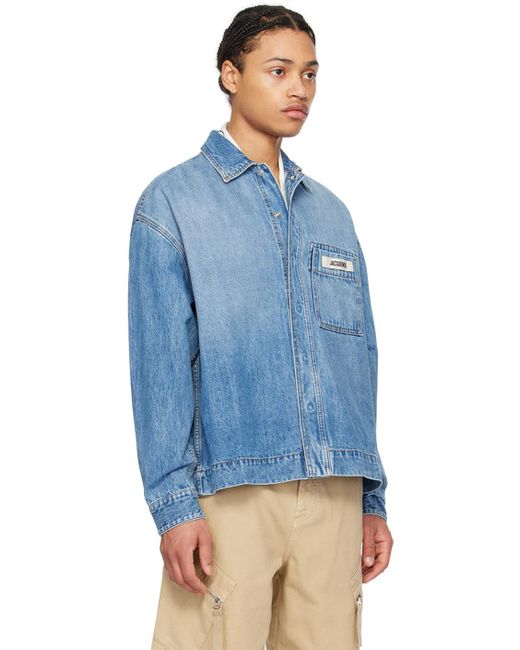 Jacquemus Blue La Chemise Brand-patch Relaxed-fit Shirt for men