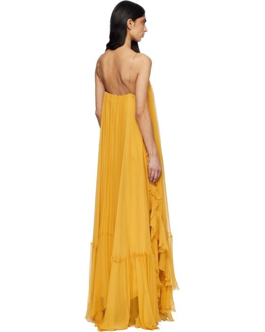 Chloé Orange Sleeveless Silk Mousseline Maxi Dress