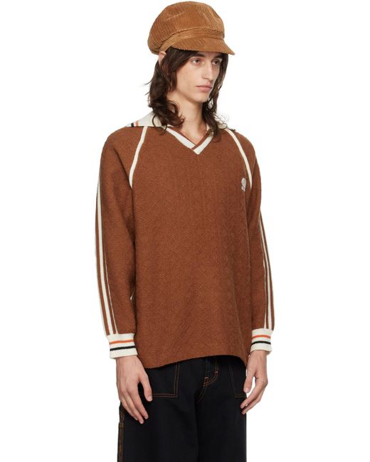 メンズ rice nine ten ブラウン Classic Soccer ジャージ ニットポロシャツ Brown