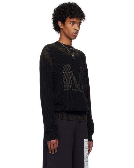 メンズ MM6 by Maison Martin Margiela ブラック クルーネックセーター Black