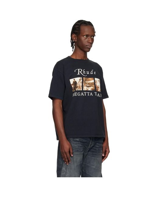 Rhude Black Usvi Regatta Tour T-Shirt for men