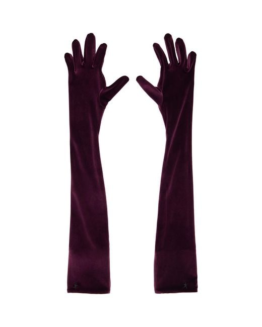 Mugler Purple Burgundy Velour Gloves