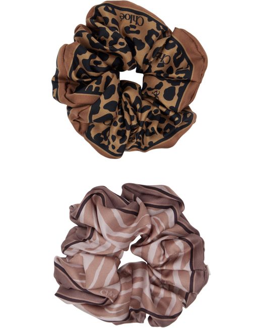 Chloé Multicolor Two-Pack & Animal Print Scrunchies