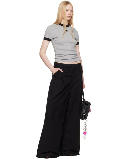 MARINE SERRE グレー Moon Logo ジャージ フィット Tシャツ Black
