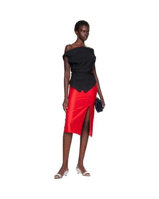 Rohe Red Off-shoulder Lapel Top