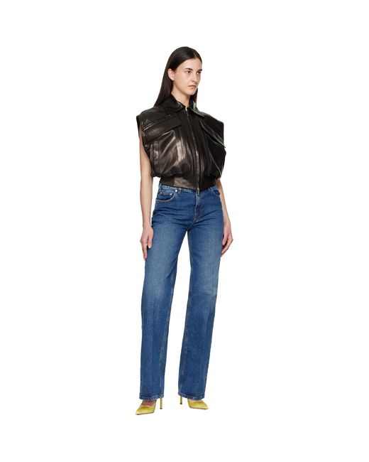 Versace Black Embossed-Logo Leather Vest