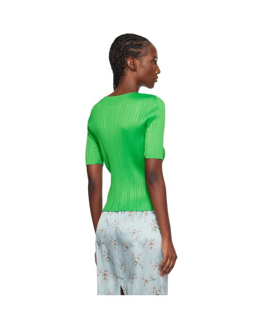 Pleats Please Issey Miyake Green Monthly Colors April T-Shirt