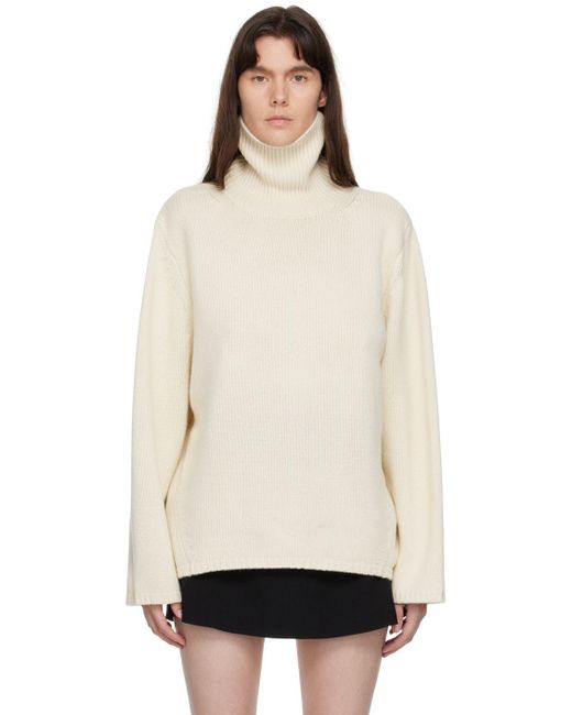 Totême Wool Off-white Oversized Turtleneck in Natural | Lyst
