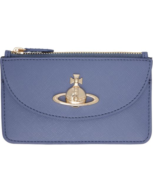メンズ Vivienne Westwood ブルー Half Moon カードケース Blue