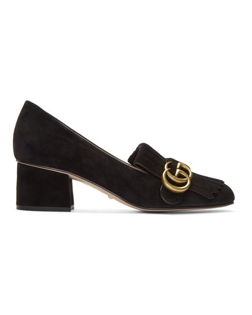 Gucci Black Marmont Fringed Suede Loafers