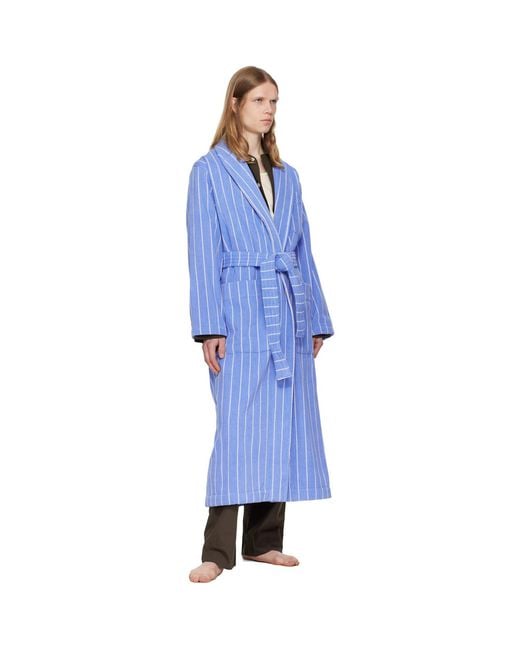Tekla Blue Terry Classic Bathrobe for men