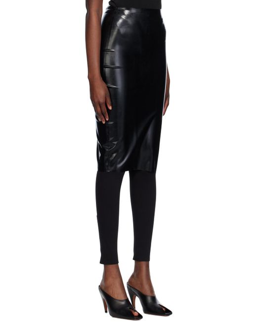 Alaïa Black Opaque Midi Skirt