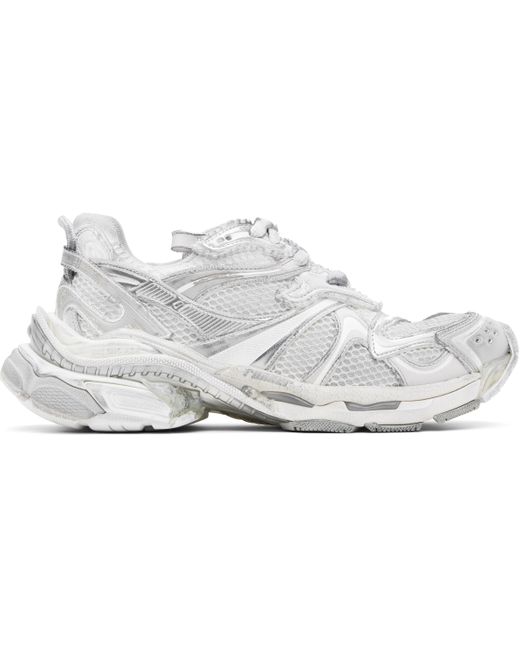 【Balenciaga】オフホワイト＆グレー Runner 2.0 スニーカー メンズ Balenciaga オフホワイト＆グレー Runner 2.0 スニーカー