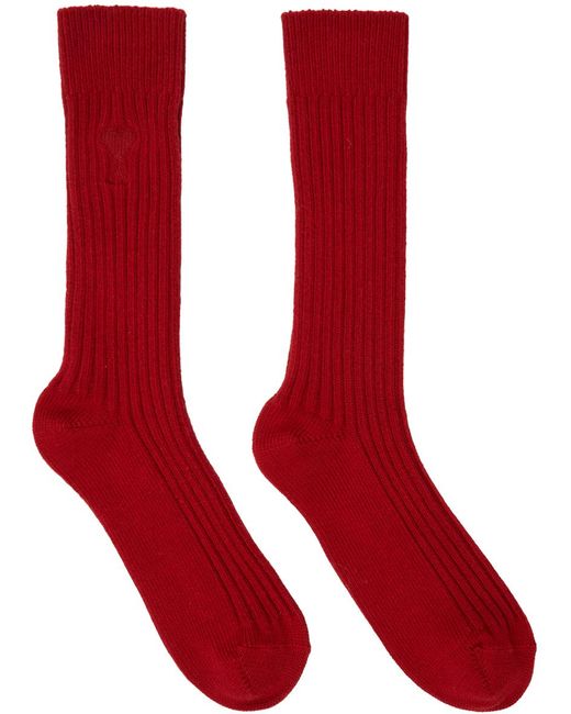 AMI Red Ami De Cœur Socks for men