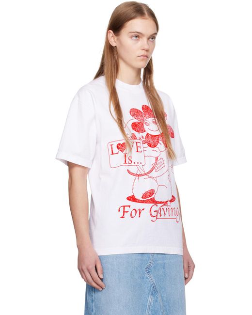 ONLINE CERAMICS ホワイト Love Is For Giving Tシャツ Red