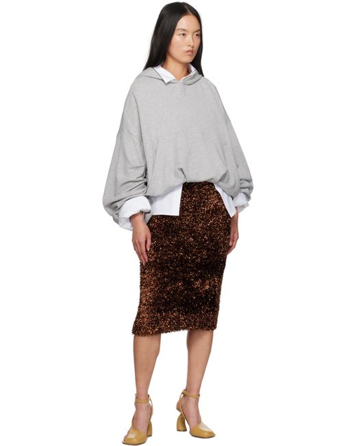 Dries Van Noten Brown Tinsel Midi Skirt