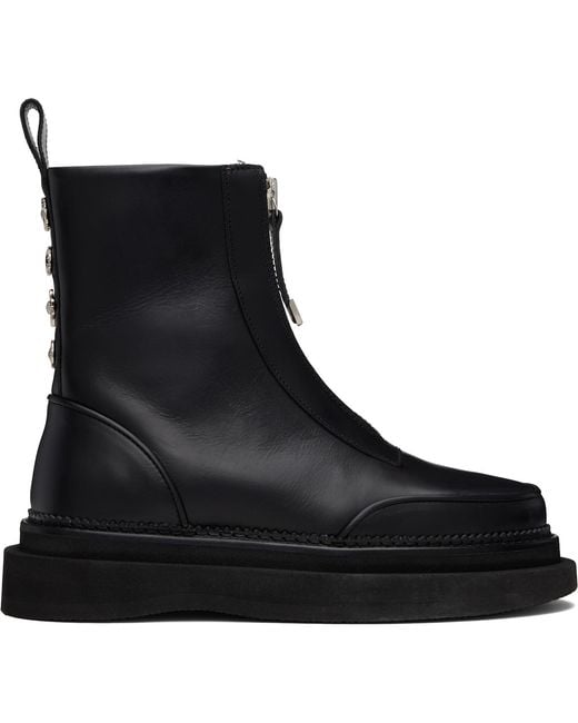 Toga Virilis Black Leather Aj1430 Zip-Up Boots for men