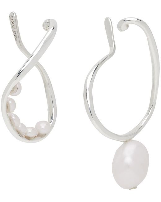 Bijoux d'oreille vinea argentées à perles Faris en coloris White