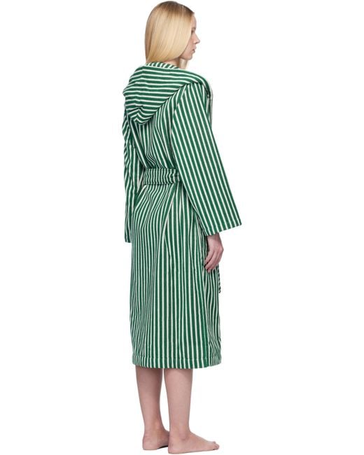 Sortie-De-Bain Vert Et Blanc En Tissu Éponge À Capuche Tekla en coloris Green