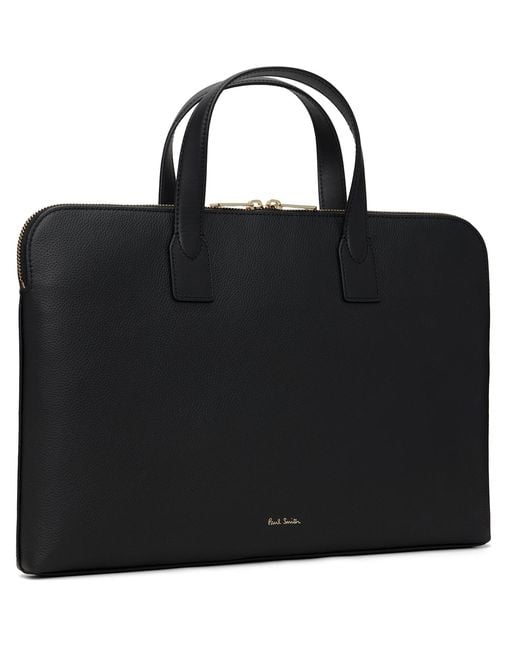 Paul Smith Black 'Signature Stripe' Slim Folio Briefcase for men