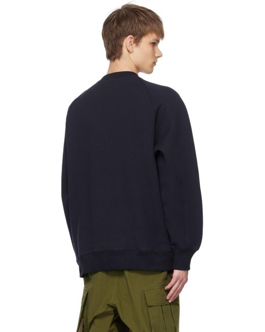 Sacai Blue Navy Sponge Sweatshirt for men