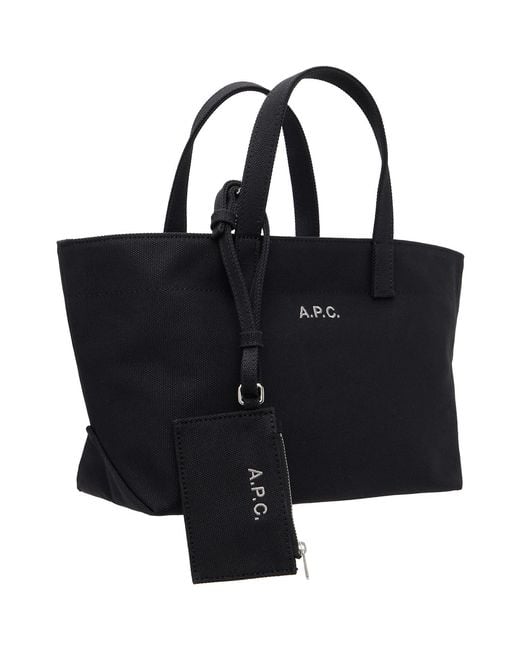 A.P.C. Black 'Le Drummer' Toile Small Tote