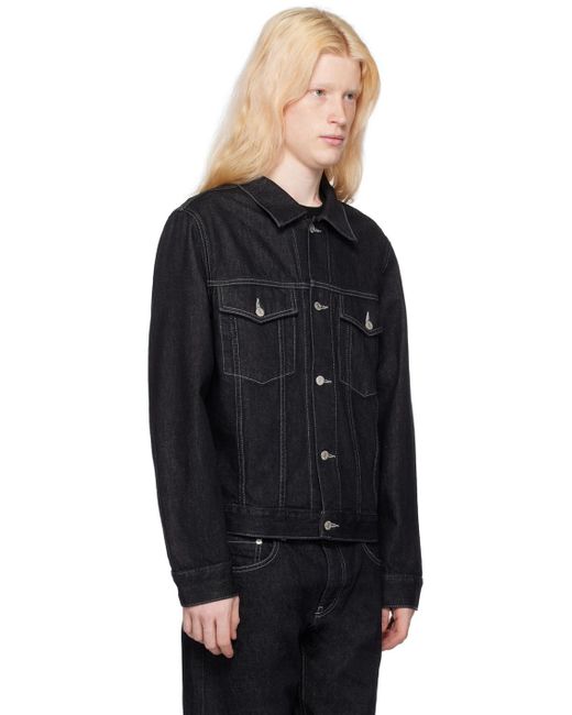 Helmut Lang Black Spread Collar Denim Jacket for men