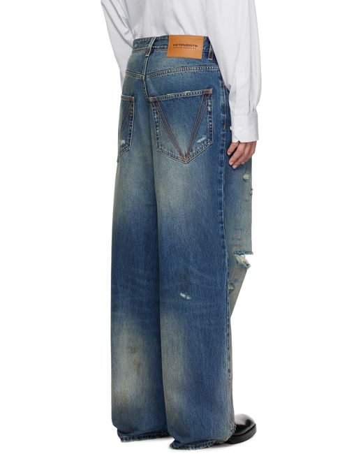 Vetements Blue Distressed baggy Jeans for men