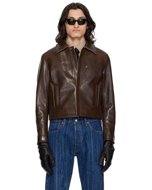 Karmuel Young Black 2-Way Pocket Leather Jacket for men