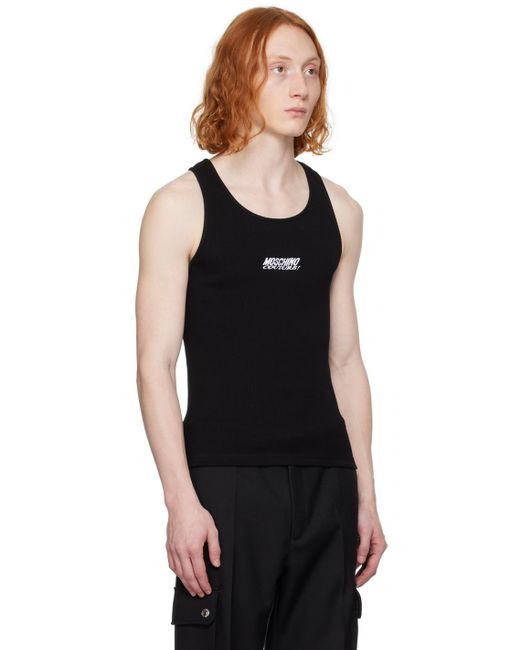 Moschino Black Embroidery Tank Top for men