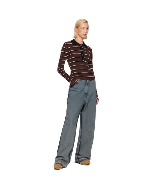 Ganni Red Striped Merino Polo