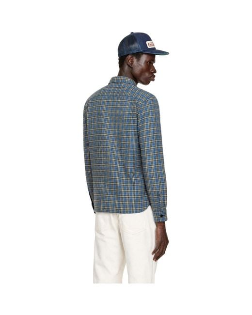 RRL Blue Check Cotton Shirt for men