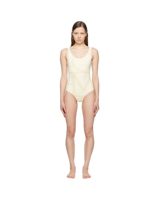 Totême Black Off- Monogram Swimsuit